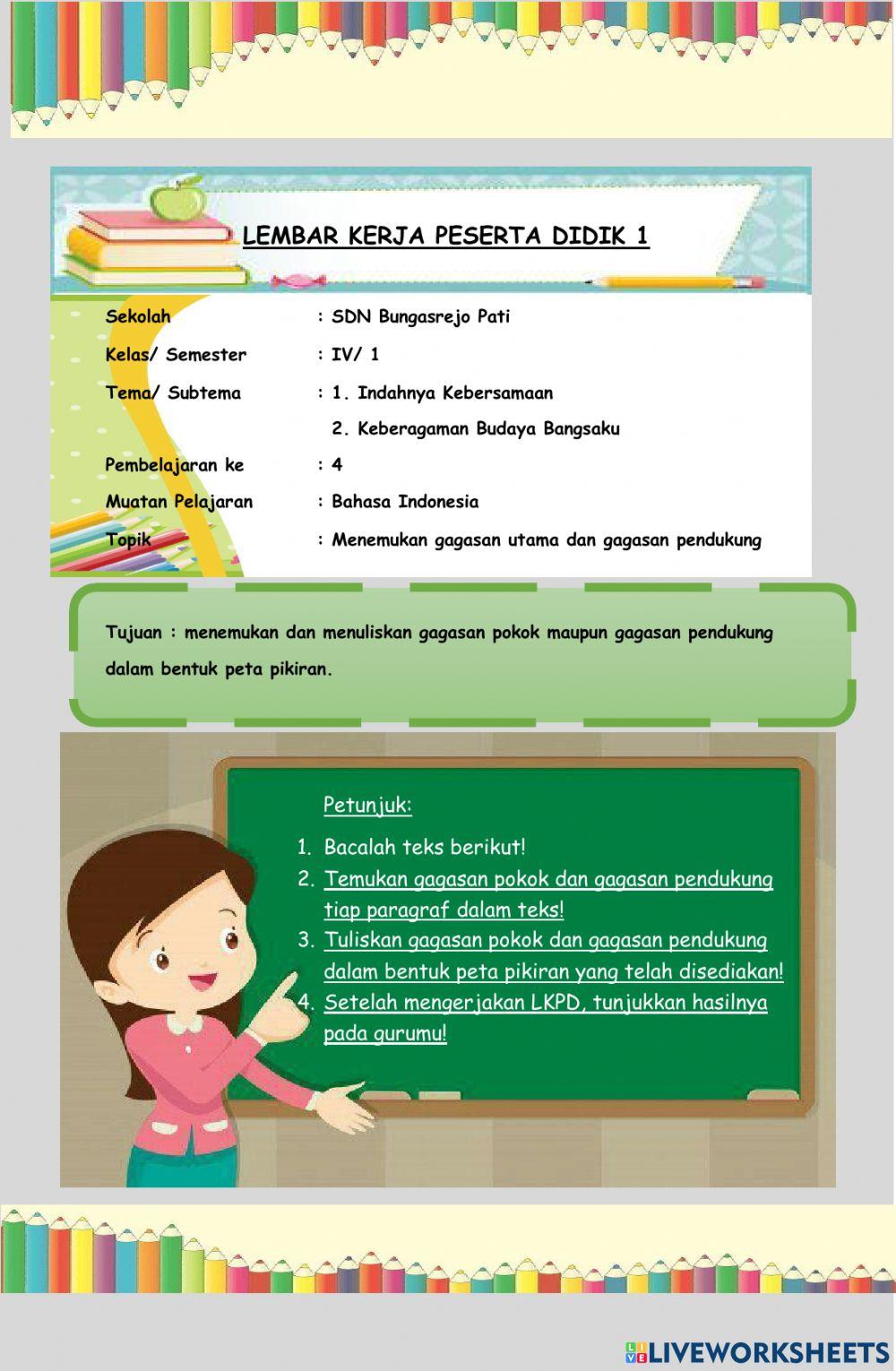 LKPD Tema 1 Subtema 1 Pembelajaran 4