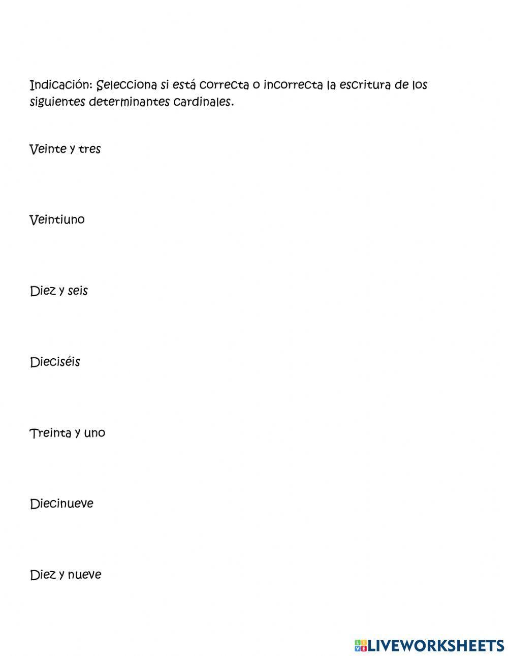 Determinantes numerales: cardinales y ordinales