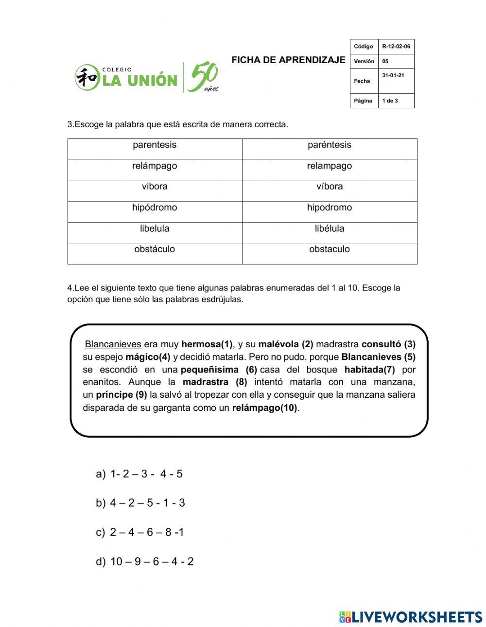 Palabras esdrújulas