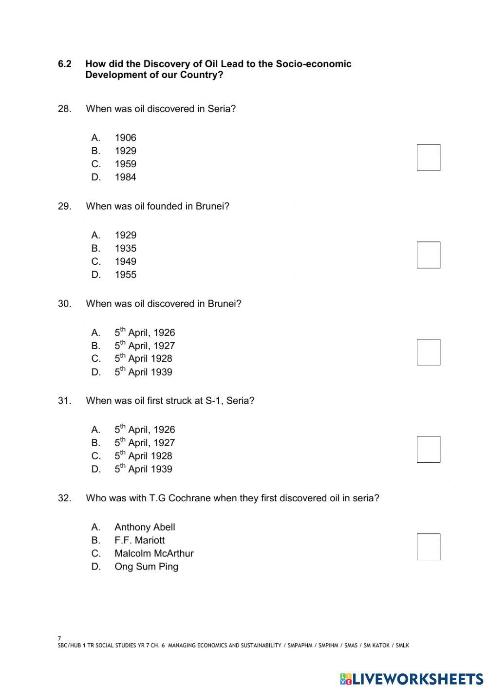 YEAR 7 CHAPTER 6 SECTION A SOCIAL STUDIES 