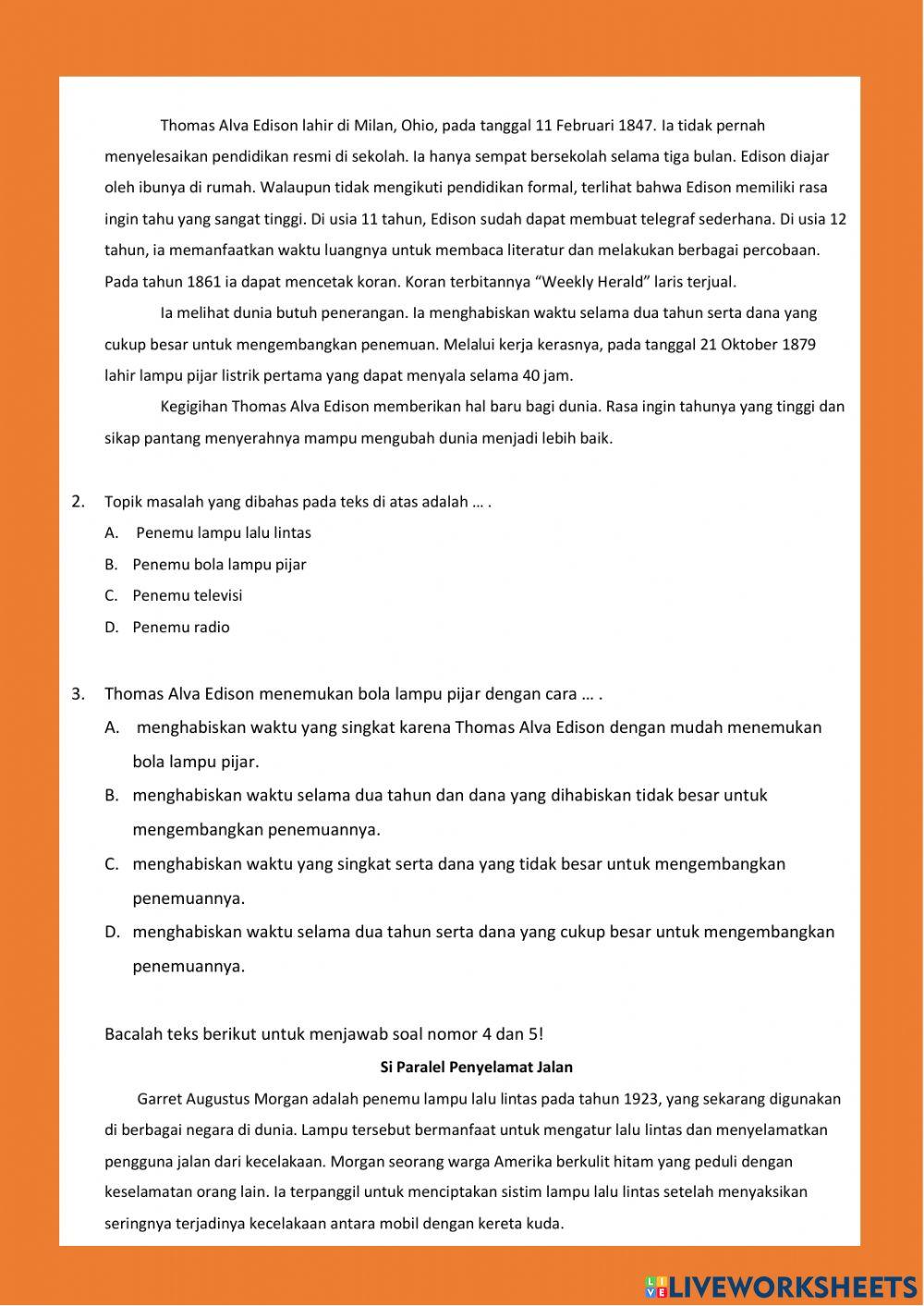 Evaluasi Tema 3 Subtema 2 Pembelajaran 3