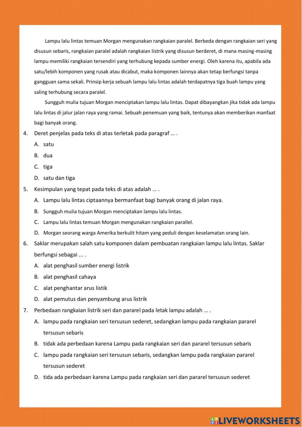 Evaluasi Tema 3 Subtema 2 Pembelajaran 3