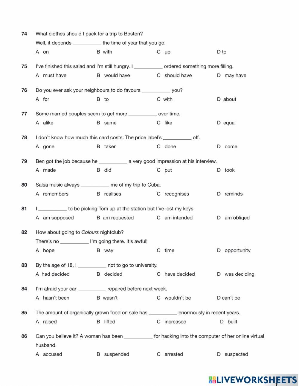 Fix It Grammar Placement Test