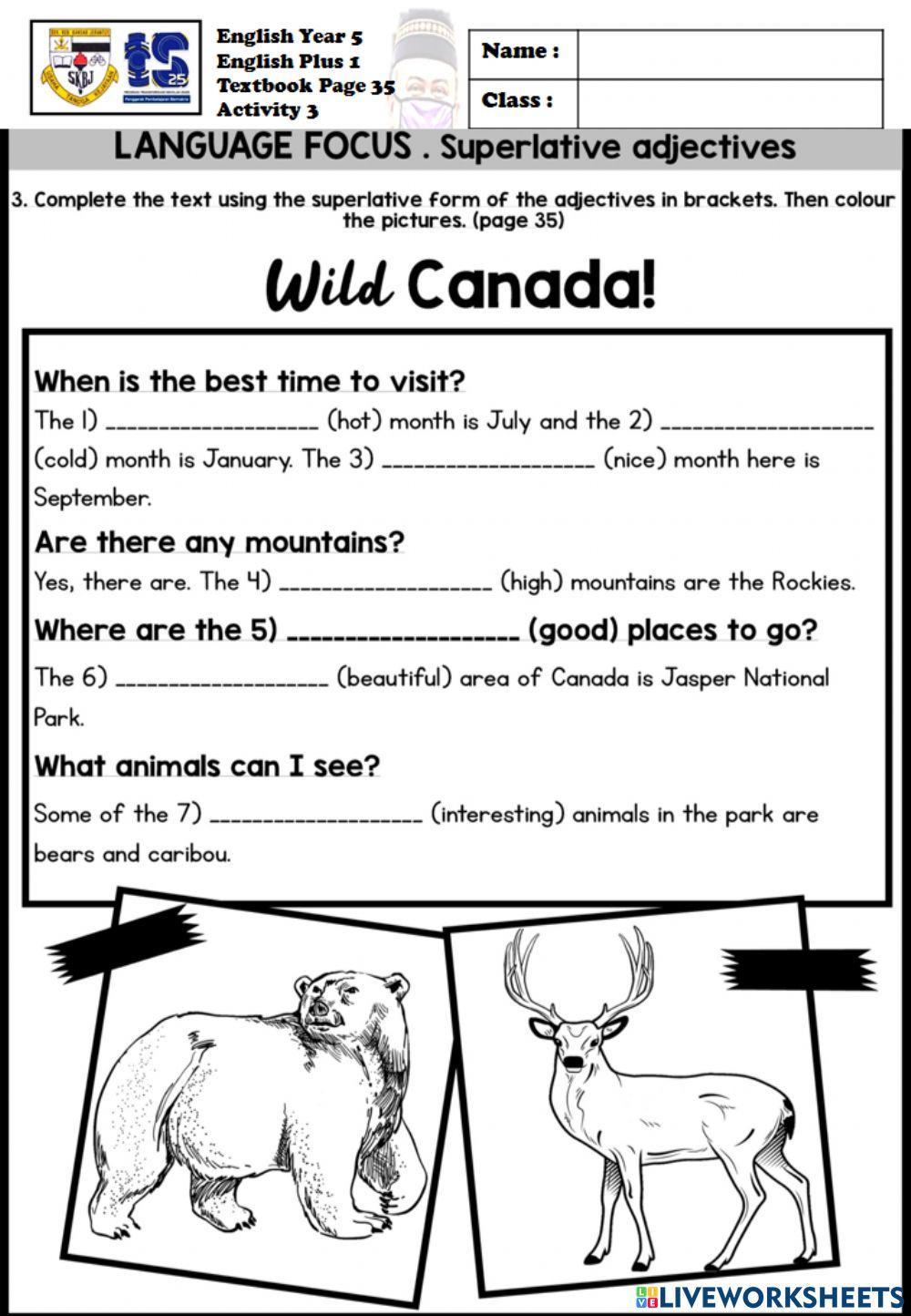 Live worksheet english plus 1 year 5 page 35 activity 3