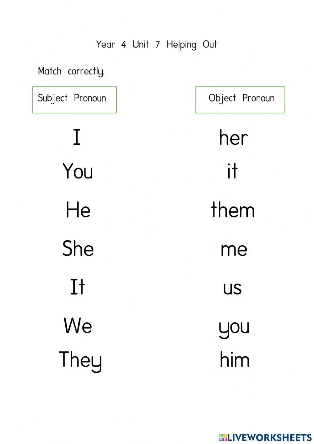 Year 4 Unit 7 Helping Out