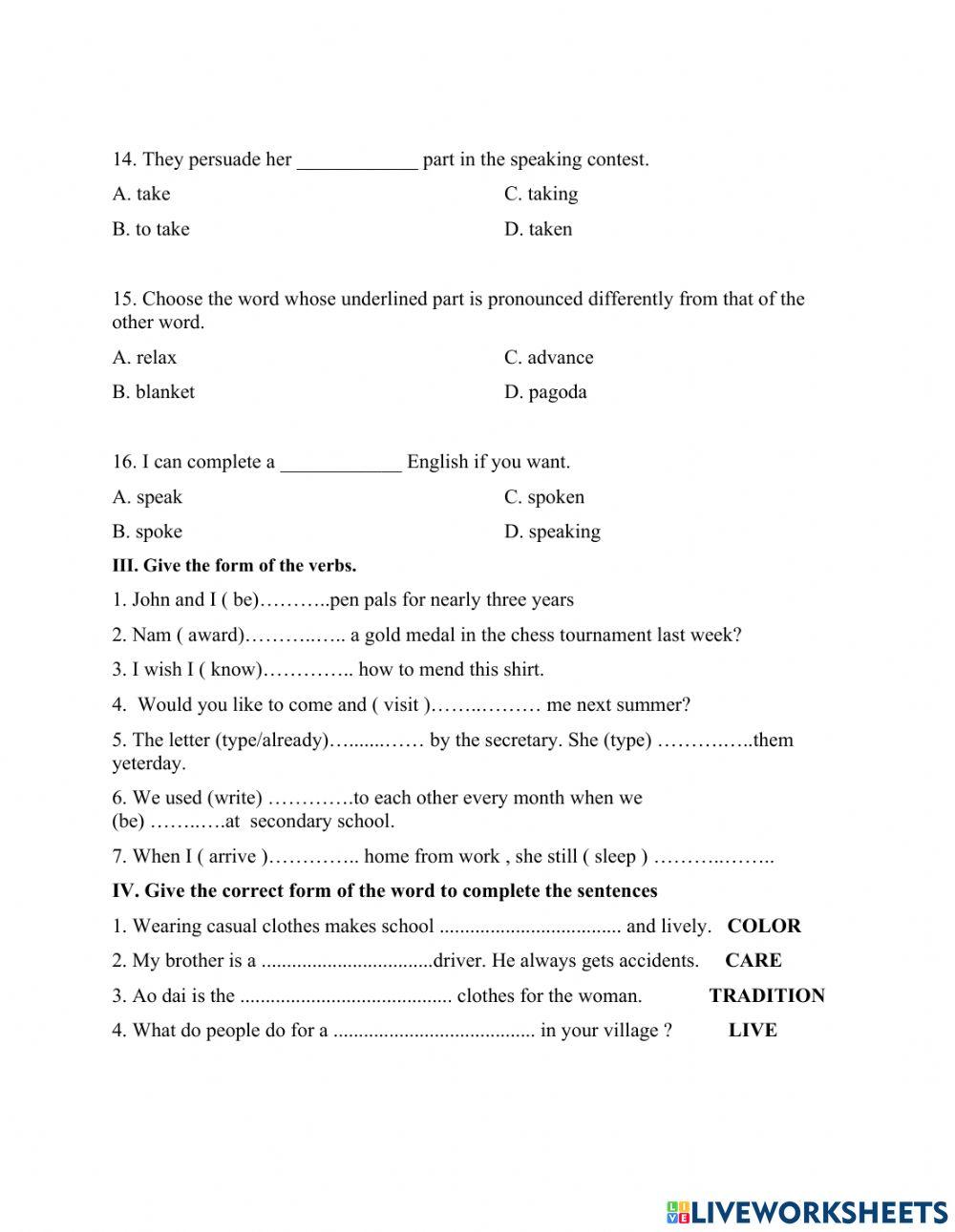 Midterm test-Level A-Secondary
