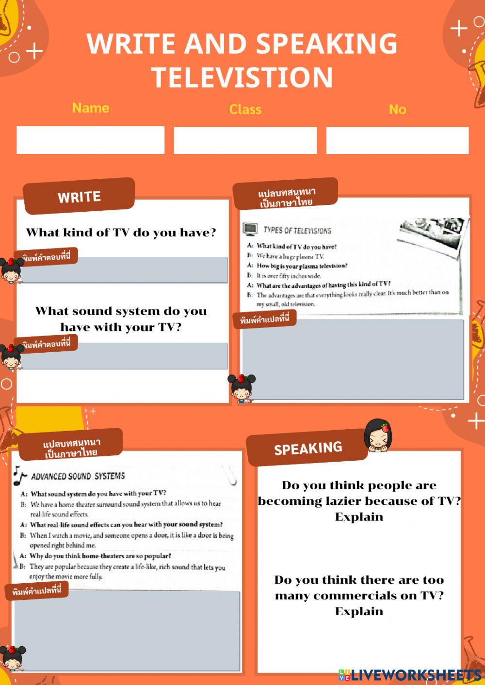 write and speaking m.6 televistion