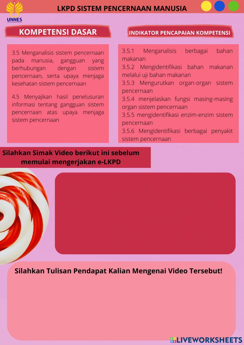 E-LKPD SISTEM PENCERNAAN PADA MANUSIA KELAS 8 SMP-MTs