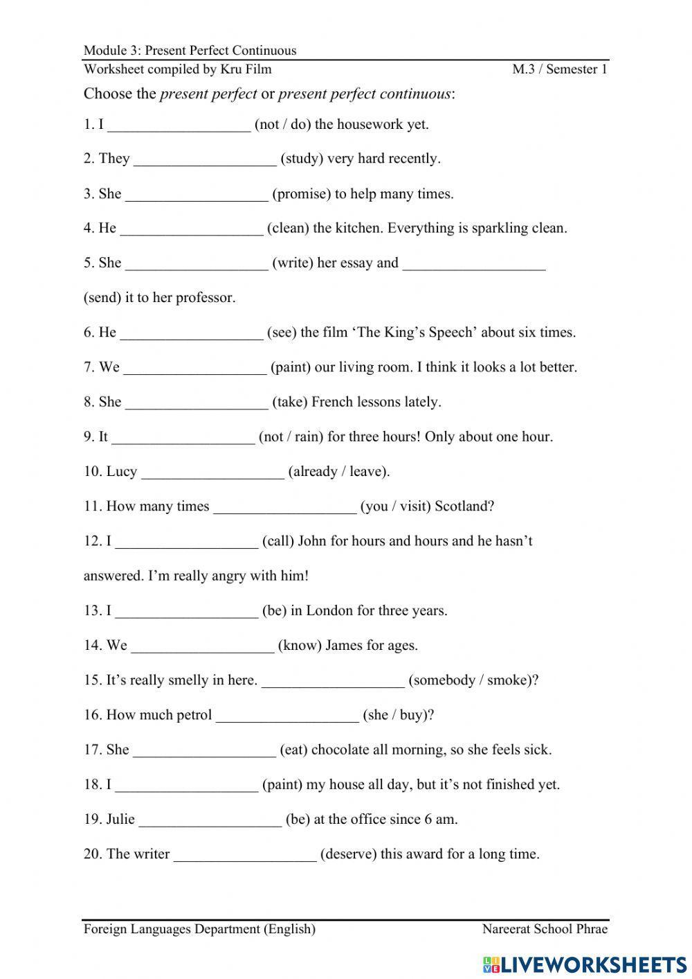 Present Perfect Continuous Tense