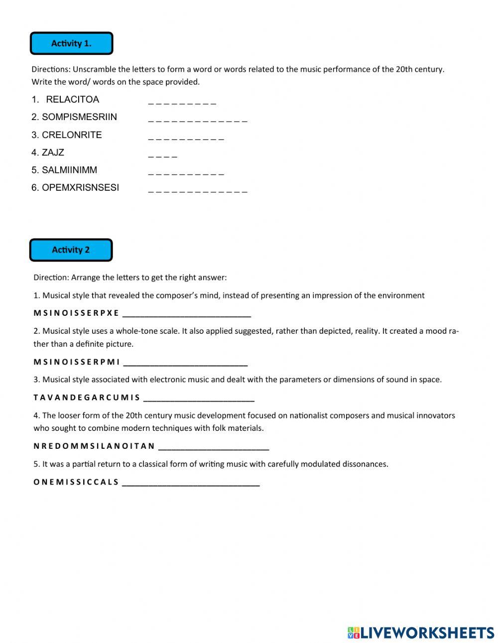 20th-century-music-worksheet-live-worksheets