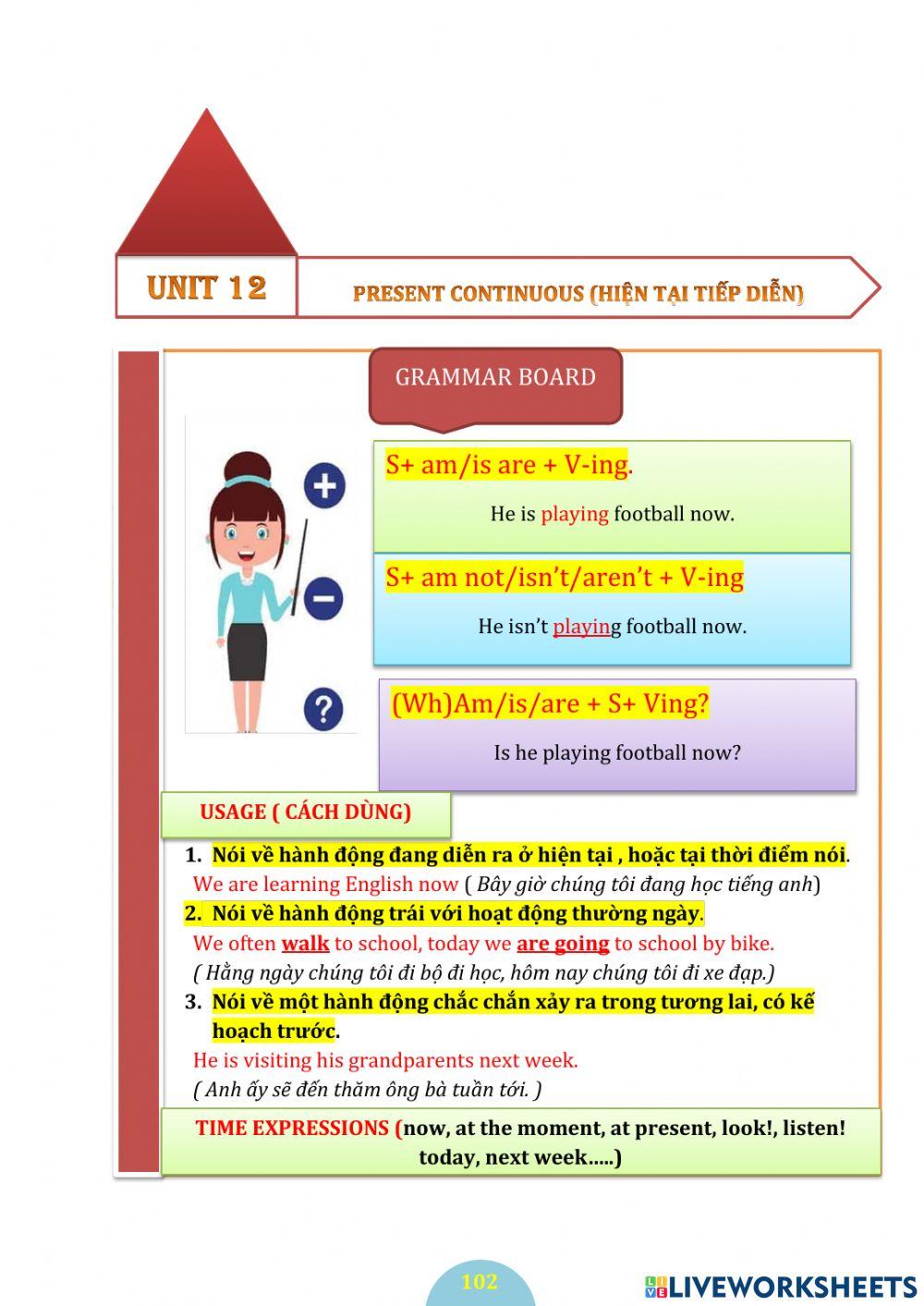 Present continuous(p102-105)
