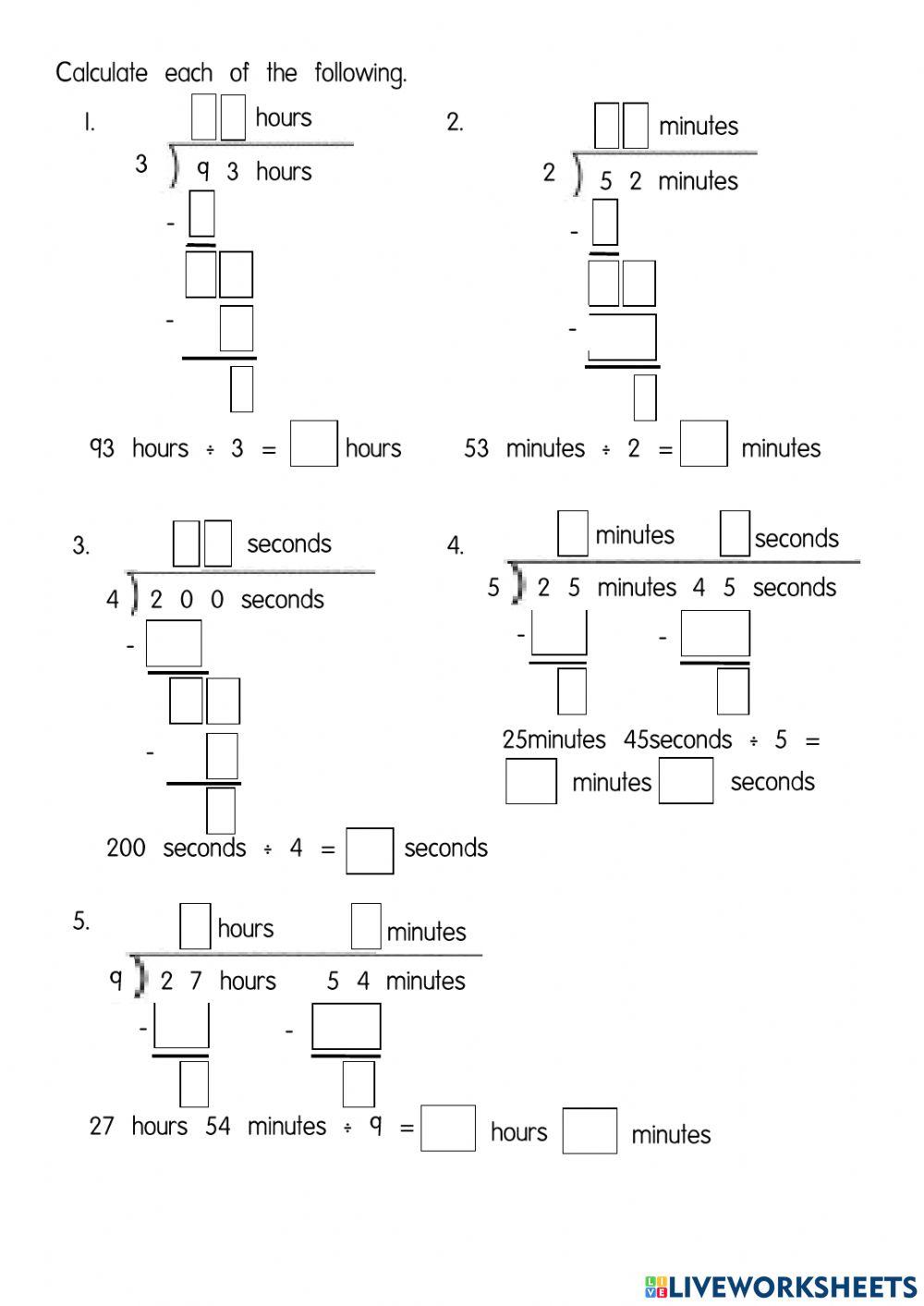 Division of time - YEAR 3