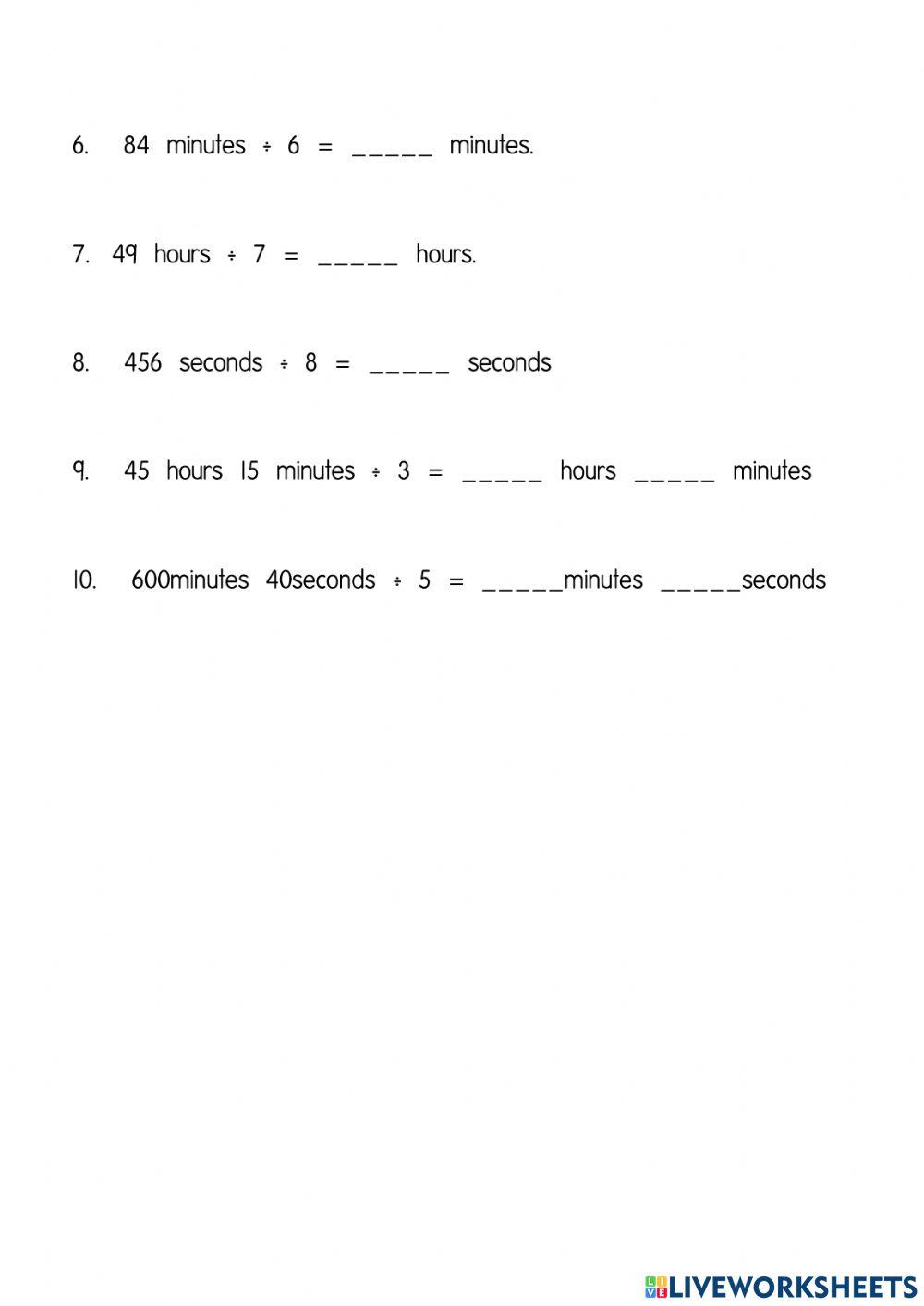 Division of time - YEAR 3