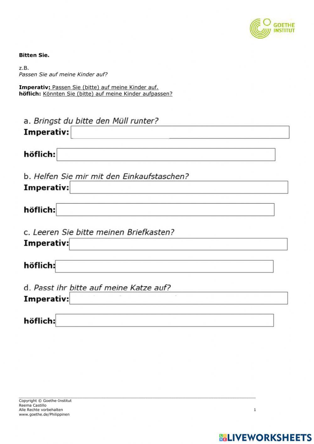 Imperativ und Könnten