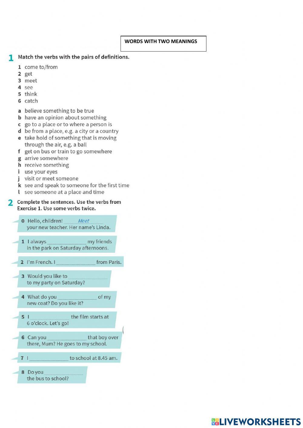 Words wuth two meaning