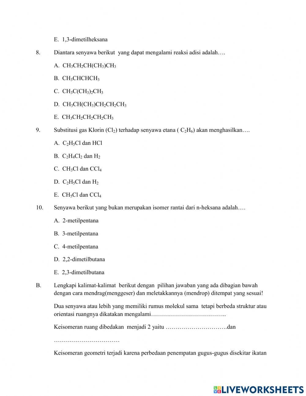 LKPD Kimia ( Ulangan harian Hidrokarbon)