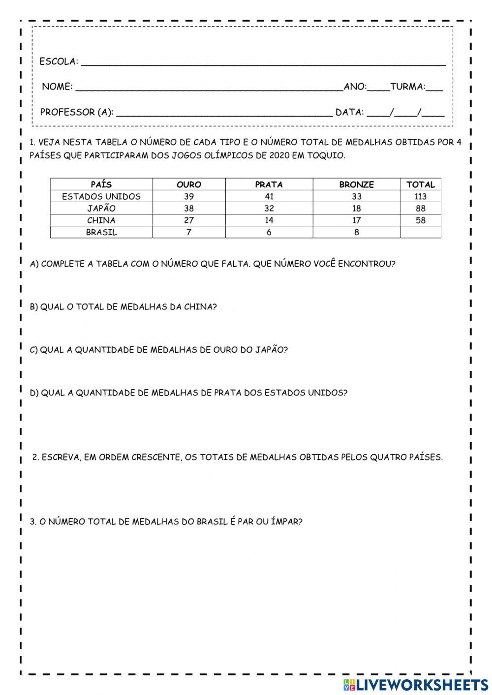 Atividade de matemática