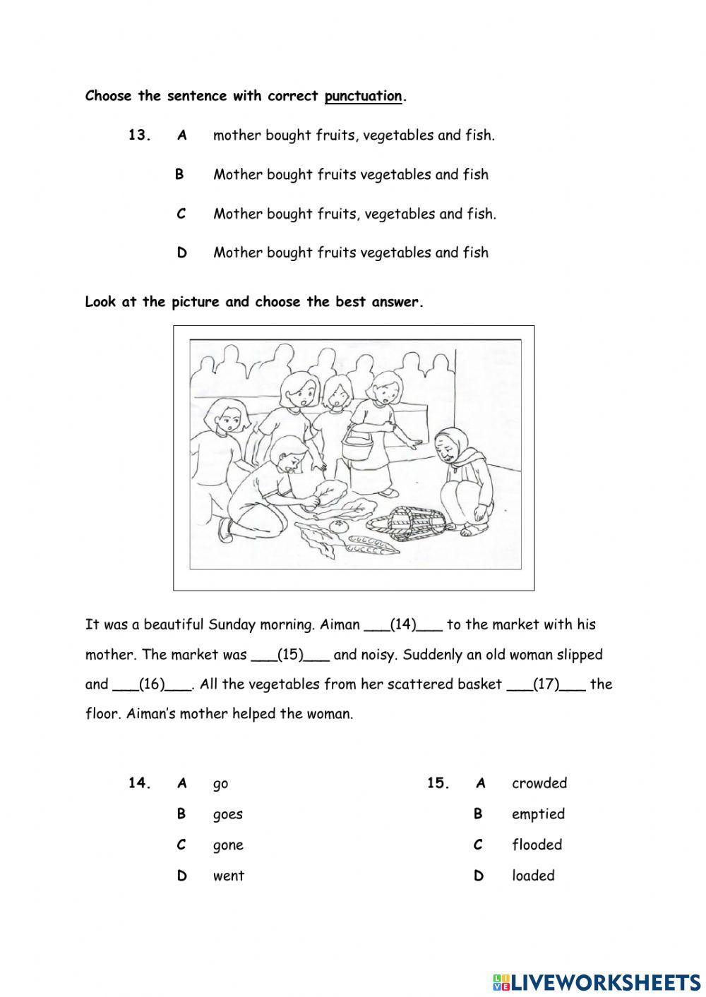 English Year 3 Paper 1 Section A