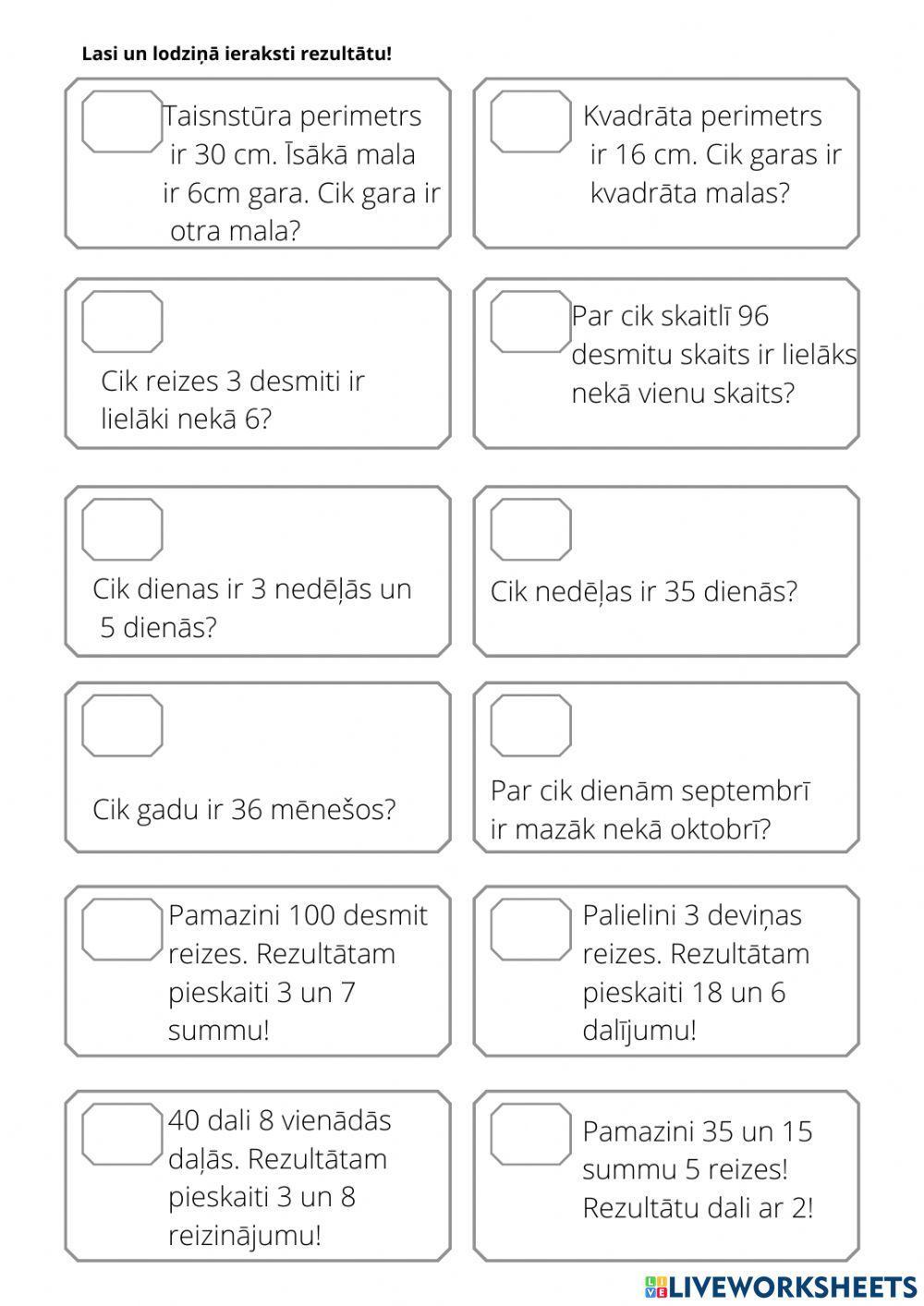 Vārdiskais tests matemātikā