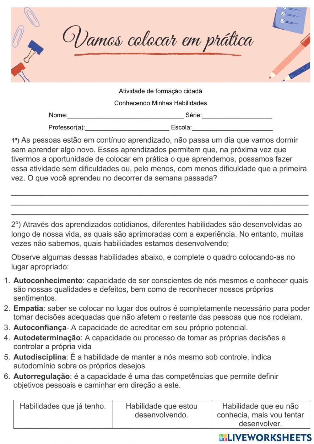 Habilidades pessoais