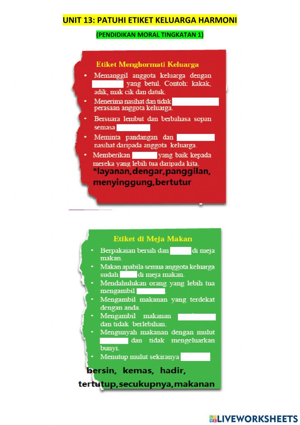 Unt13 patuhi etiket keluarga harmoni