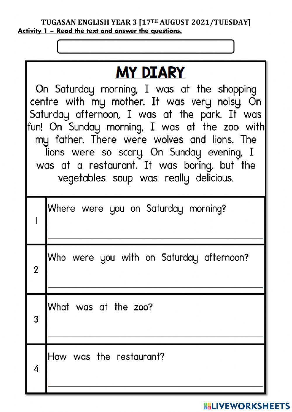 Get Smart Plus 3: Module 8 (My Diary)