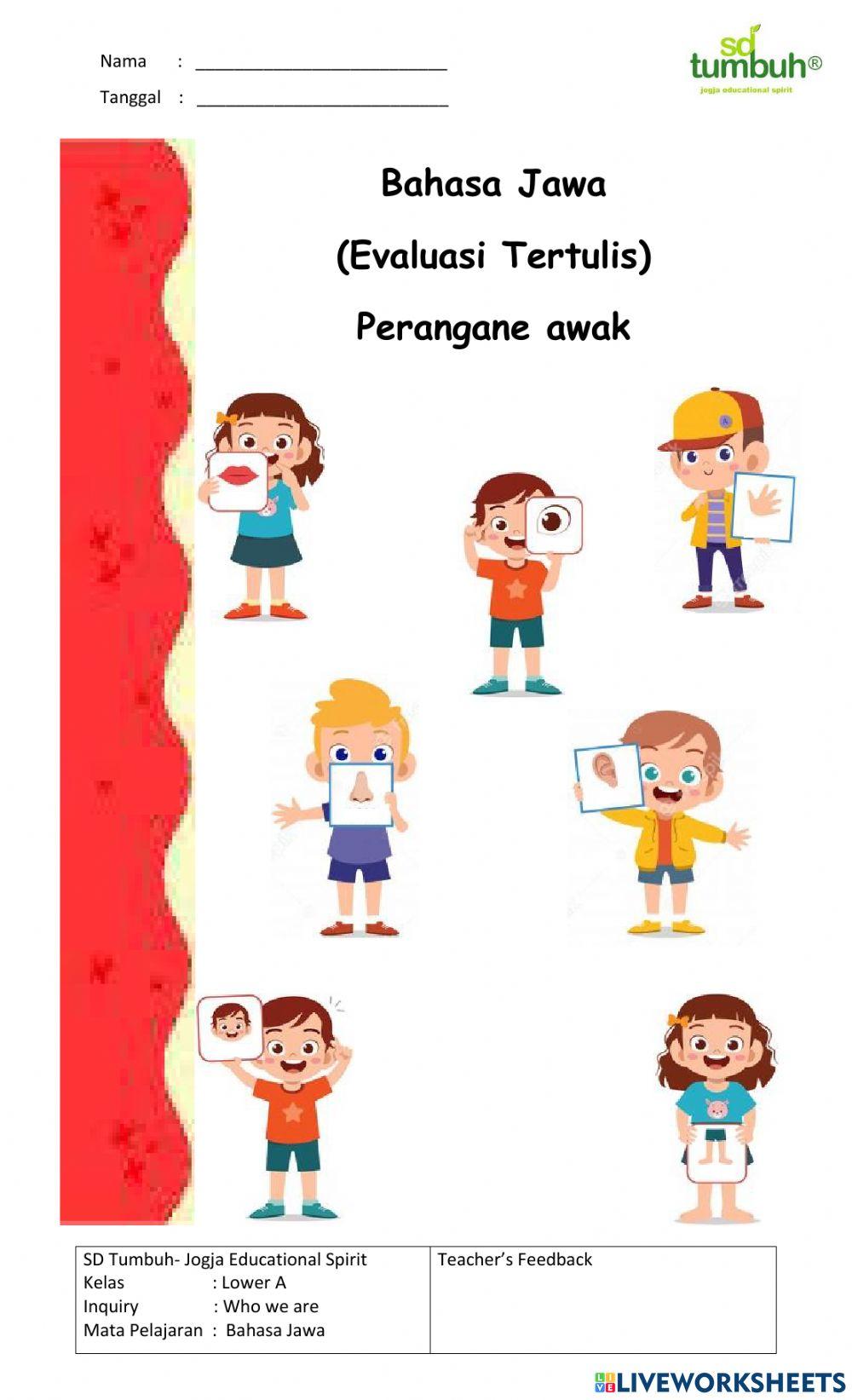 Bahasa Jawa-Evaluasi Perangane awak-Isian singkat