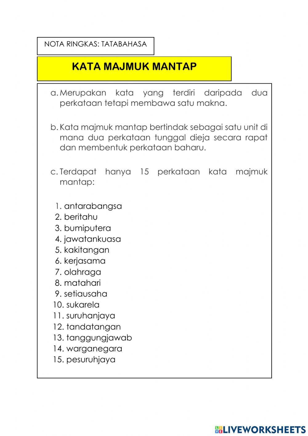 Kata majmuk mantap Kata majmuk mantap