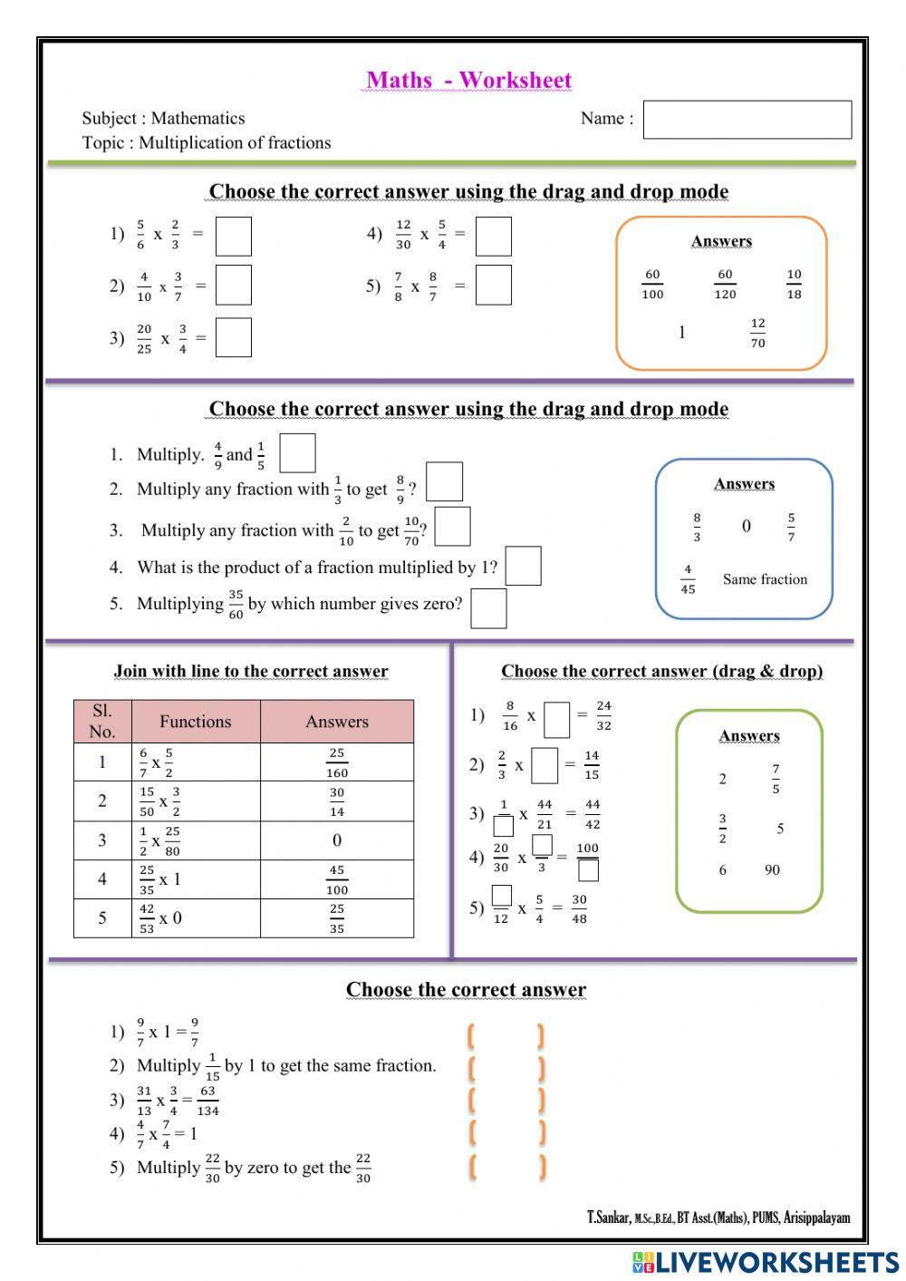 Fractions - Worksheet No. 15