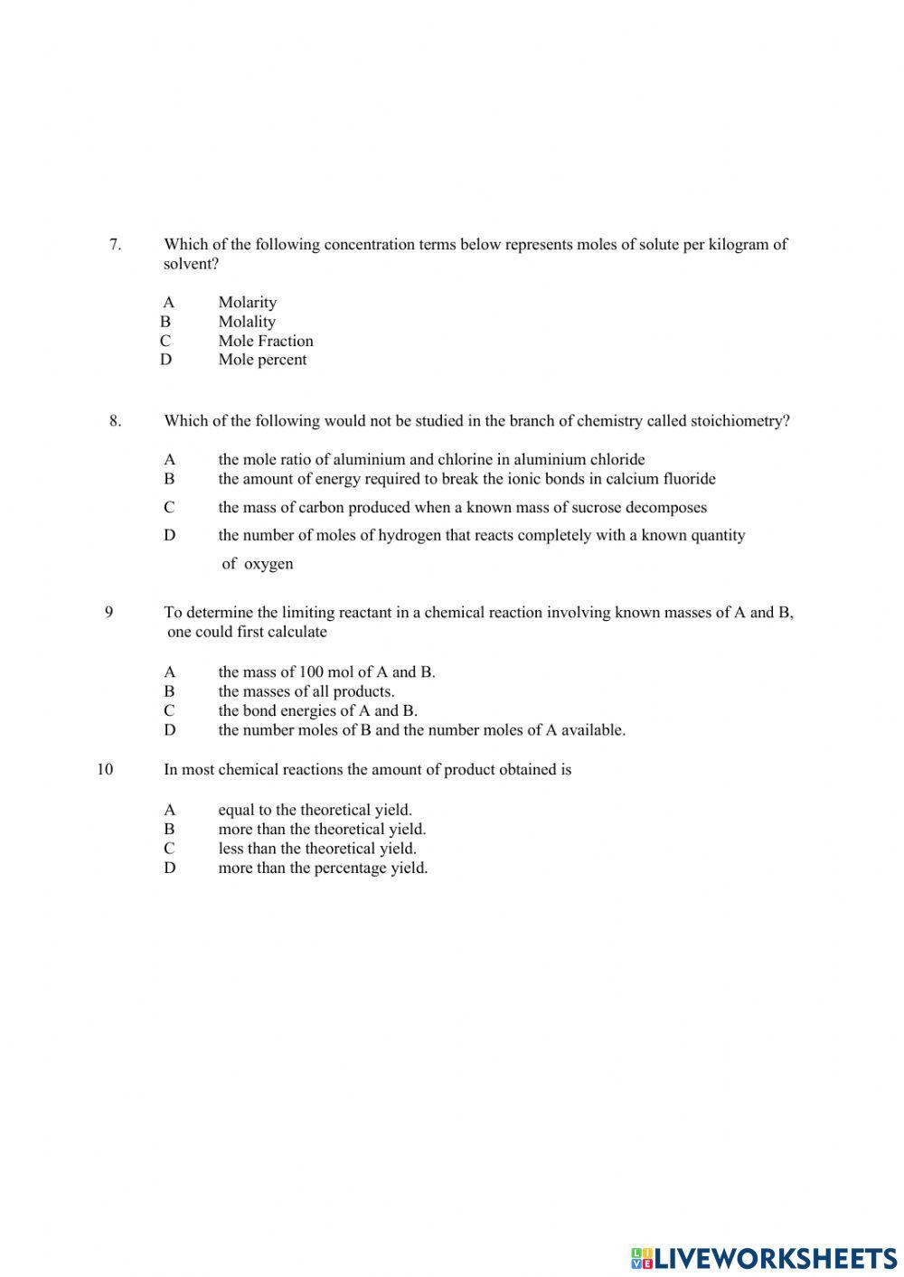 OBJECTIVE QUESTION CHAPTER 1 : MATTER