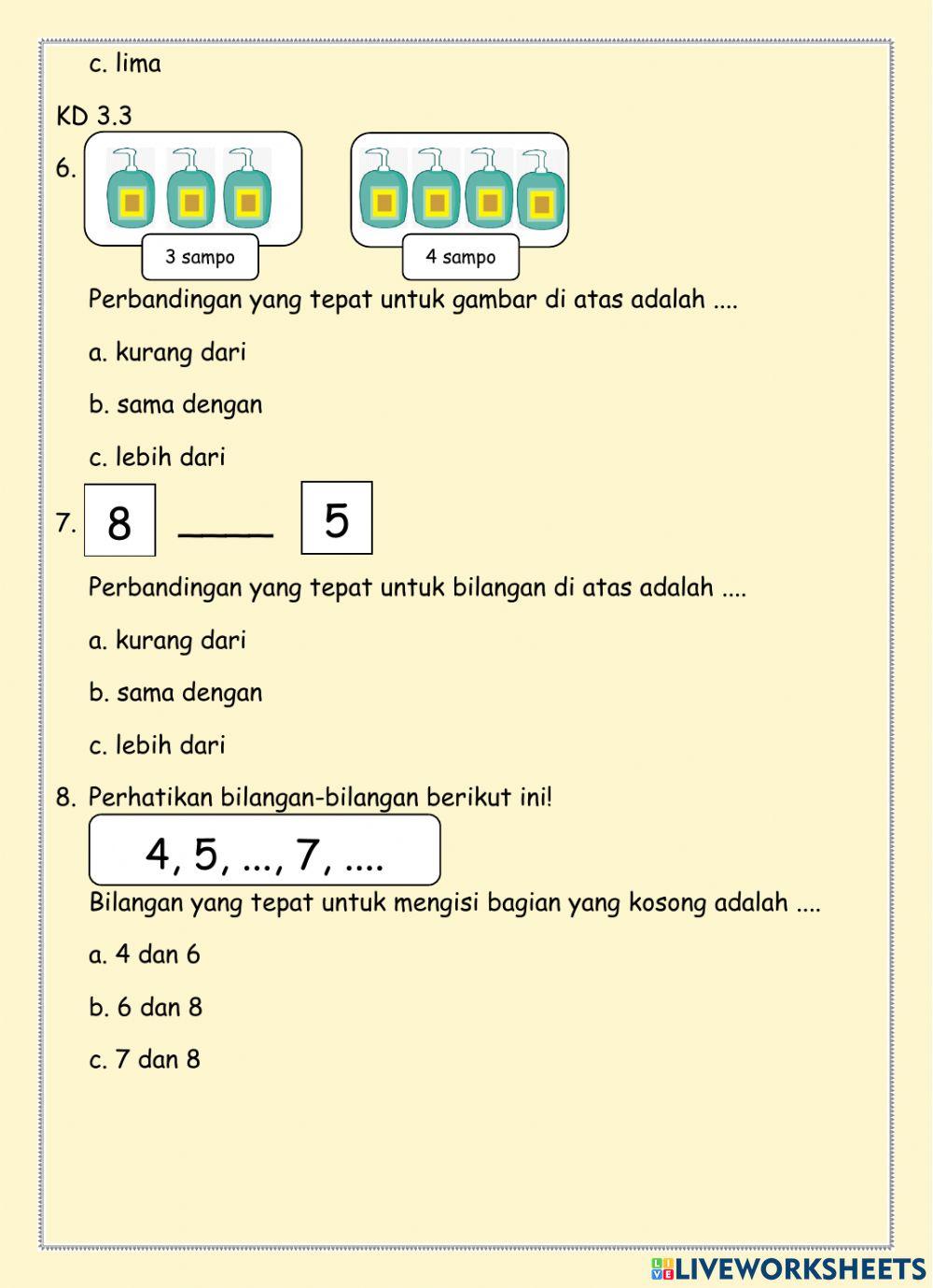Penilaian Harian 1 Matematika