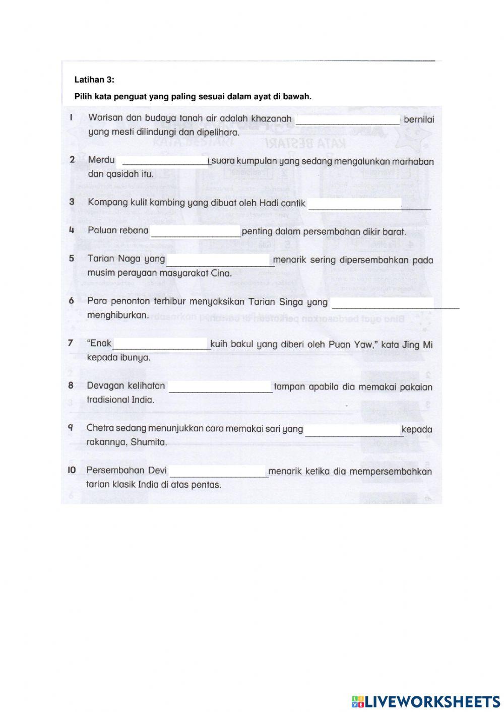 Latihan 3 : Kata Penguat