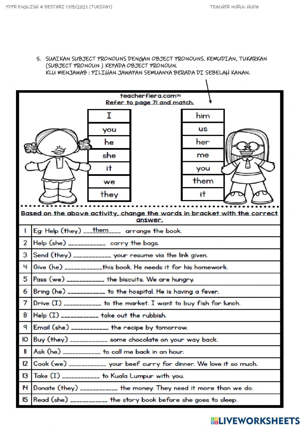 Module 7 Helping Out Object Pronouns page 71
