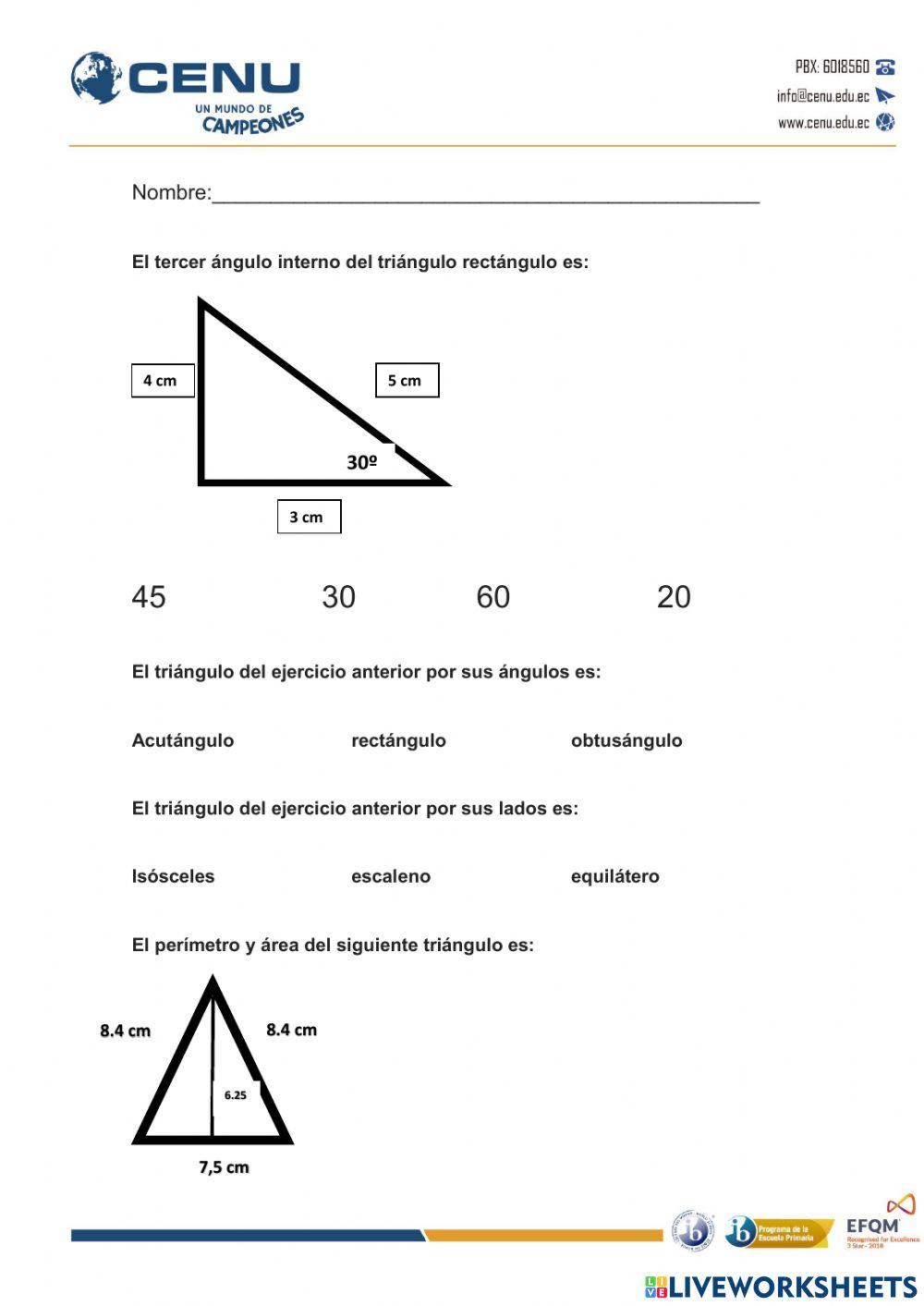 Triángulos ángulos internos y externos