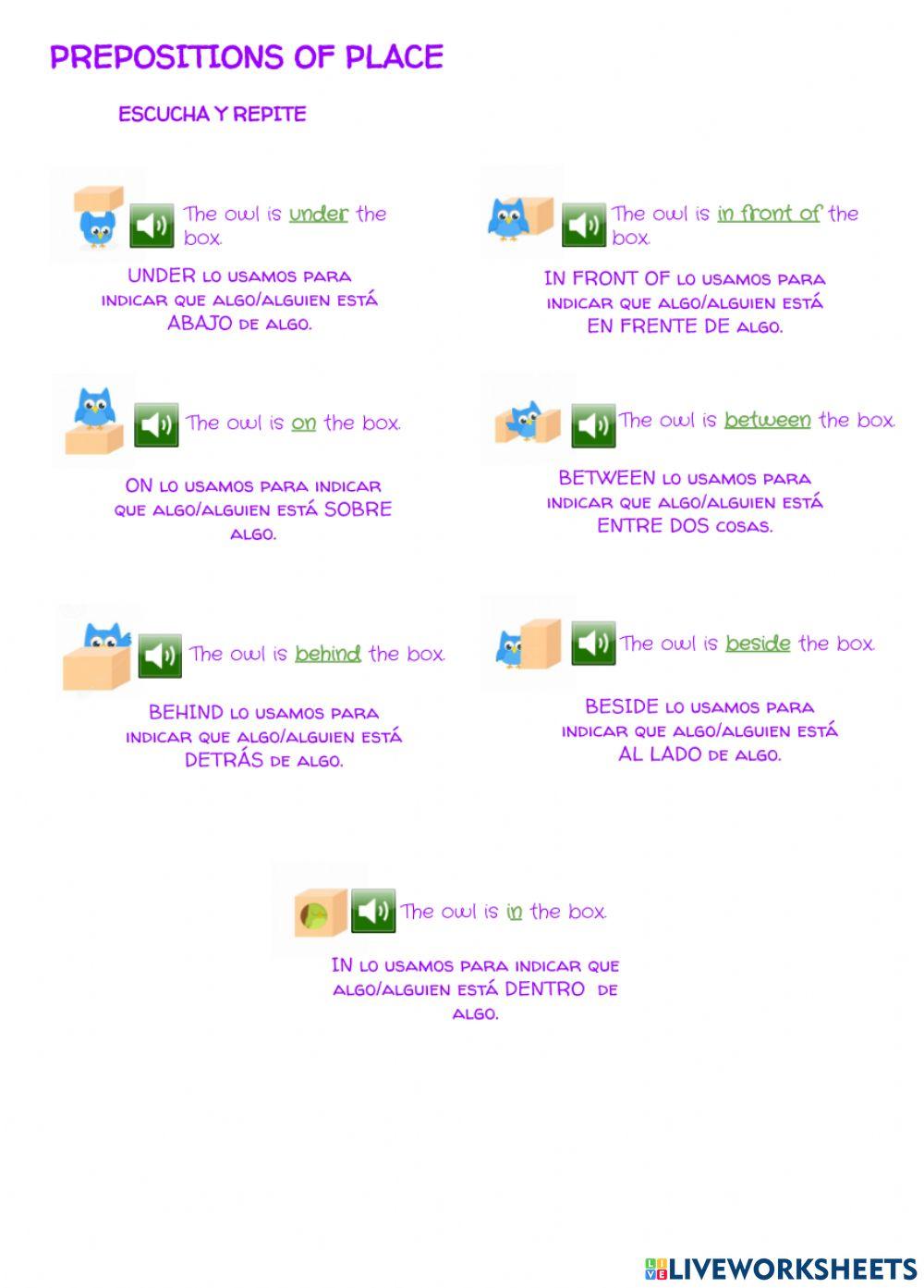 Prepositions of place explanations