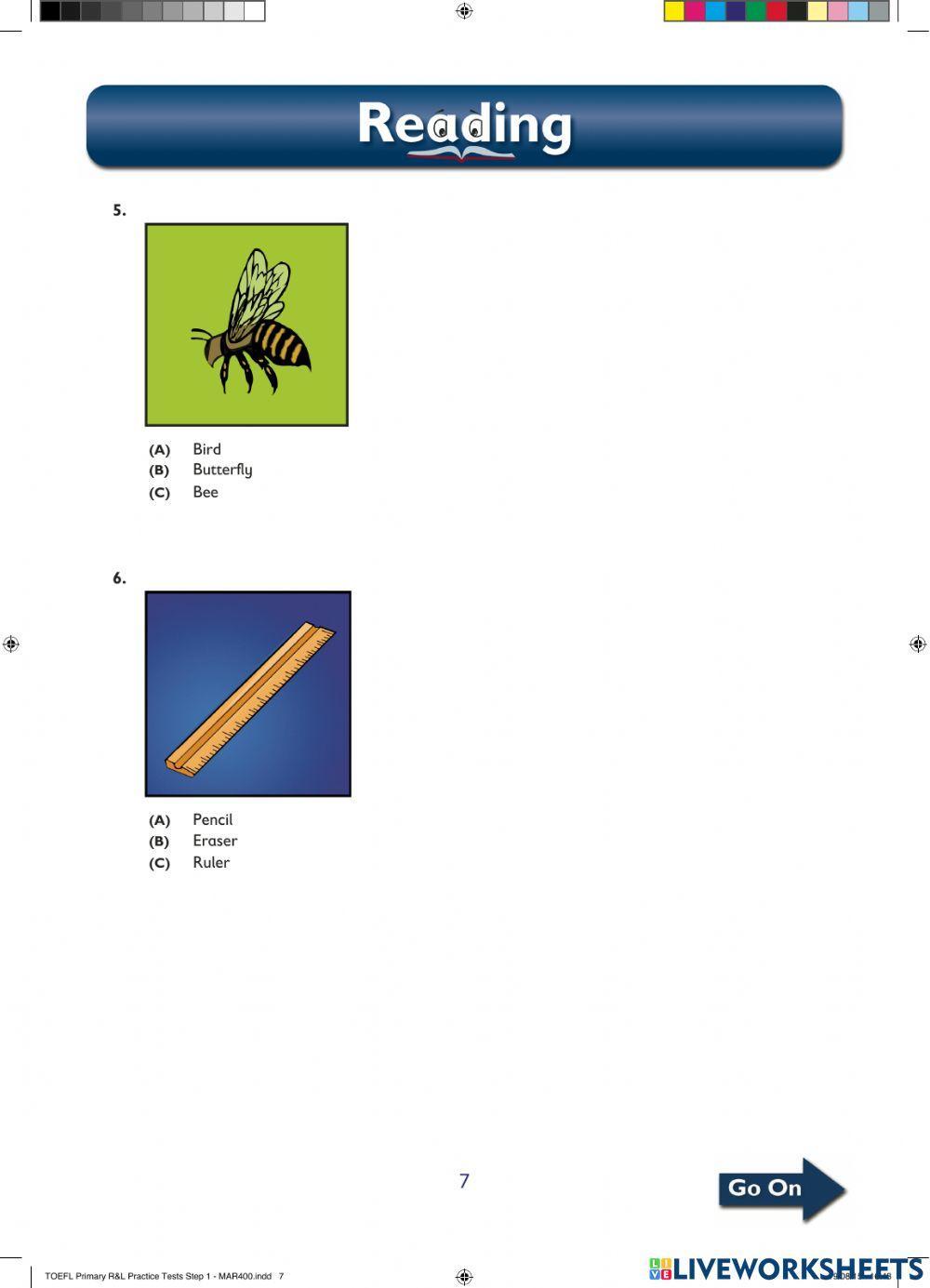 Toefl primary step 1 reading part 1