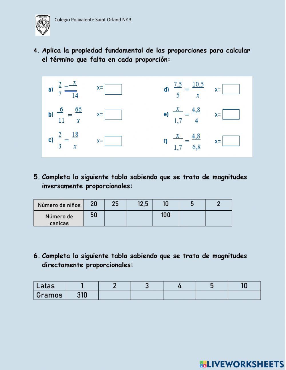 Proporcionalidad directa e inversa