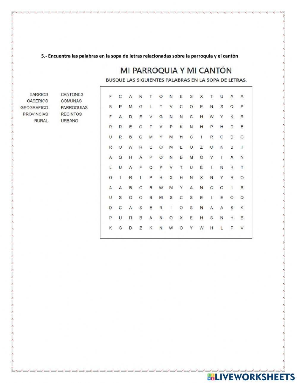 Mi parroquia y mi cantón