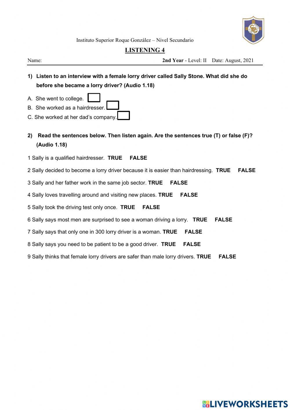 2nd Year - Level II - Listening 4