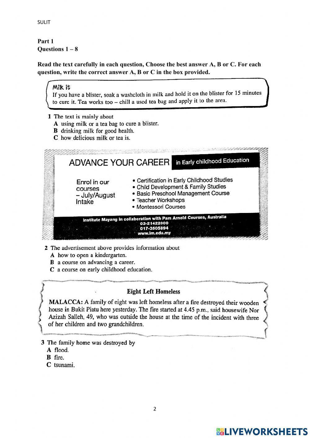 Form 1 2021 mid term exam