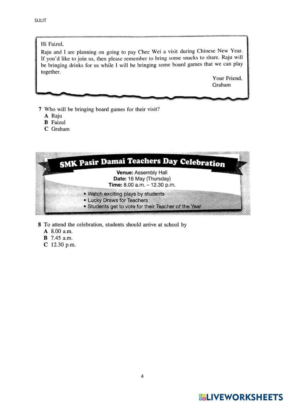 Form 1 2021 mid term exam