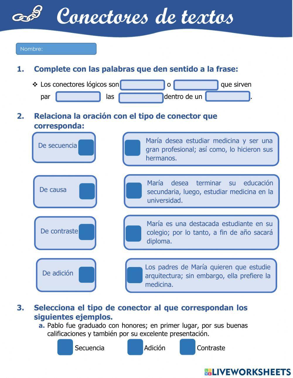 Conectores de textos Conectores de textos