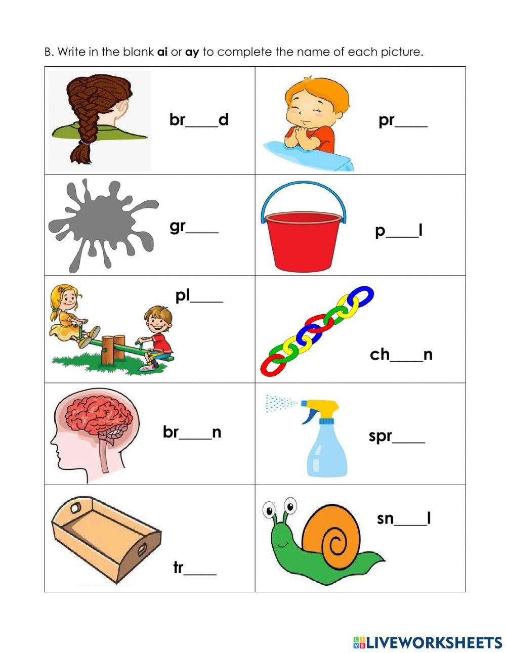 Long a spelled as ai and ay