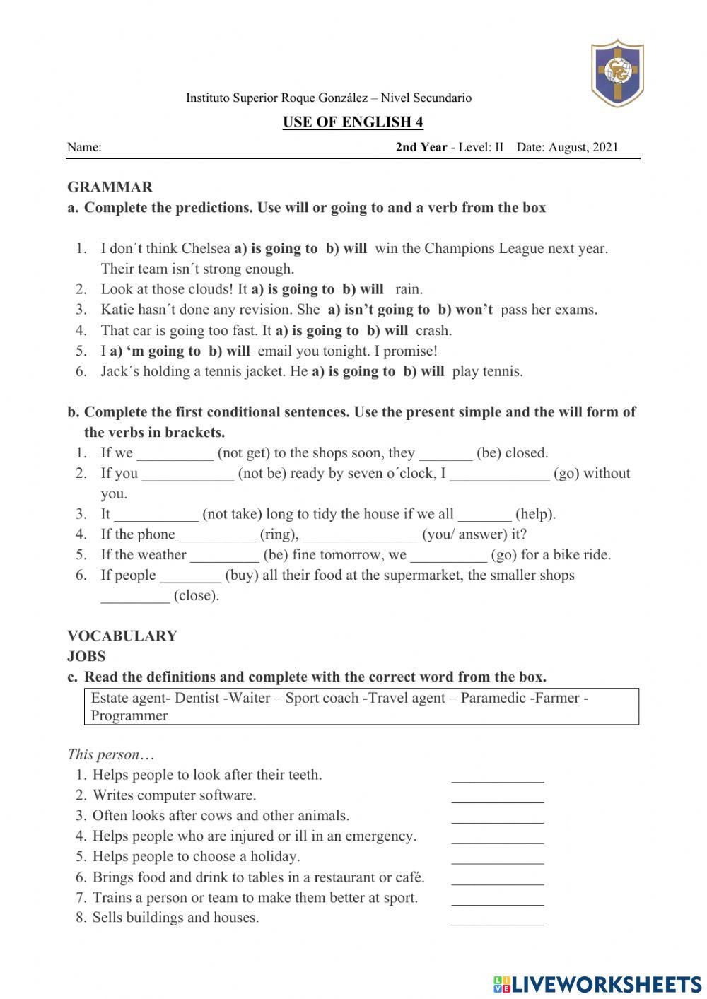 2nd Year - Level II -  Use of English 4