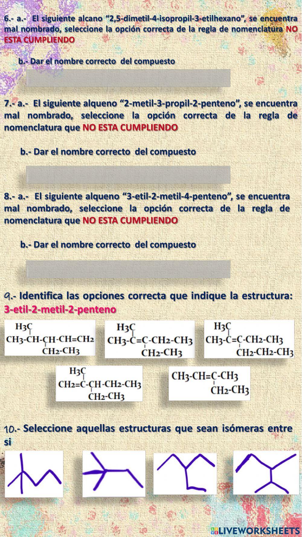 Repaso de alquenos y alcanos