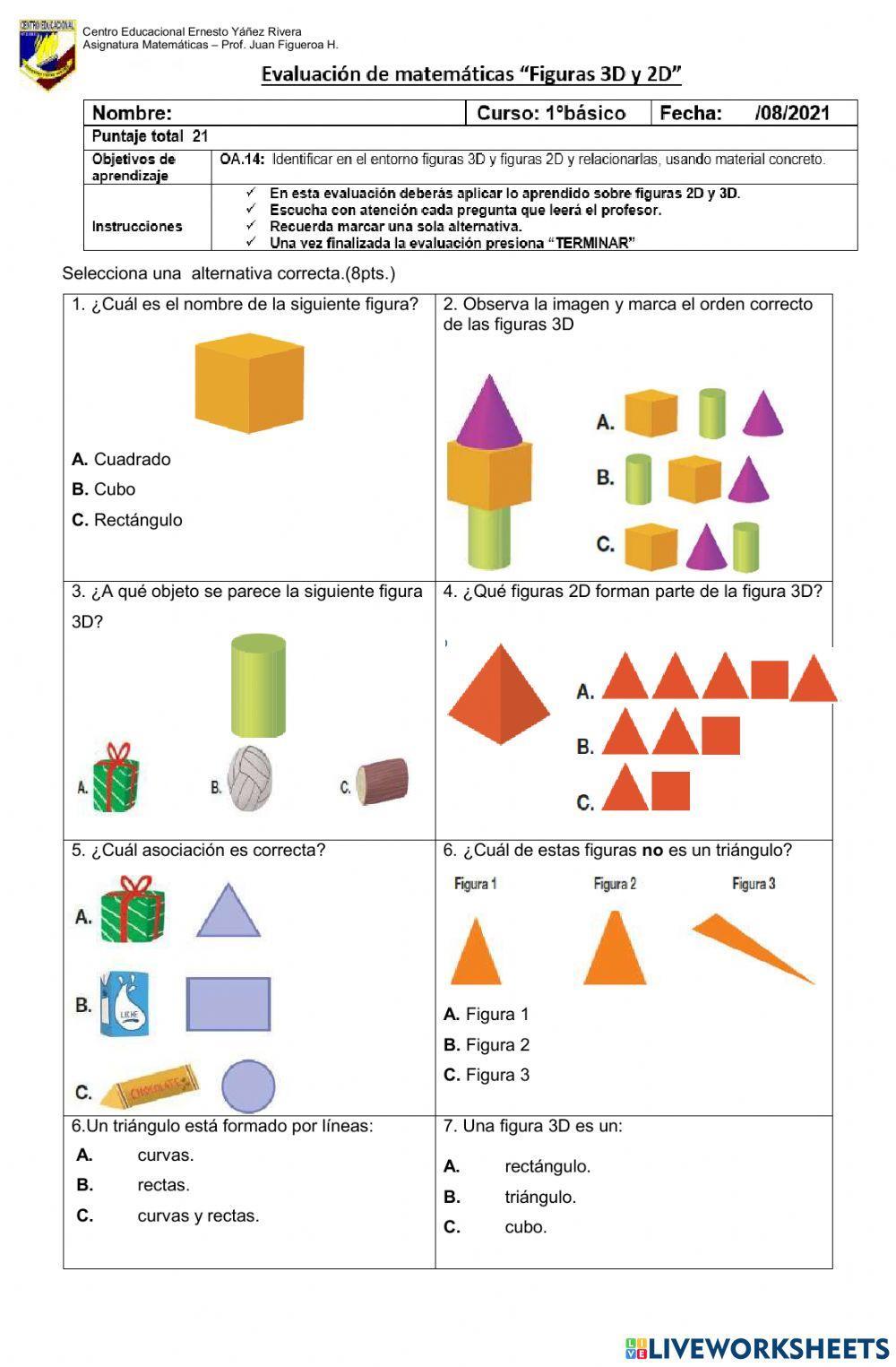 Evaluación Figuras 2D y 3D
