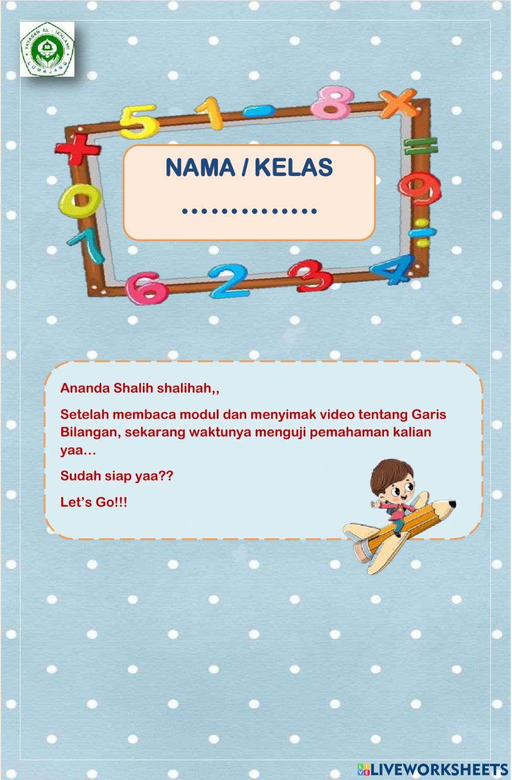 Soal penjumlahan menggunakan garis bilangan