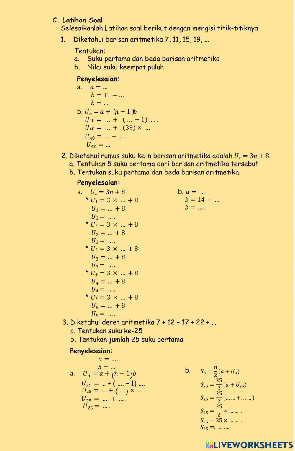 BARISAN DAN DERET ARITMETIKA
