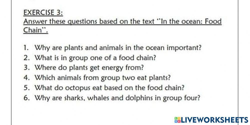 In the Ocean exercise | Live Worksheets