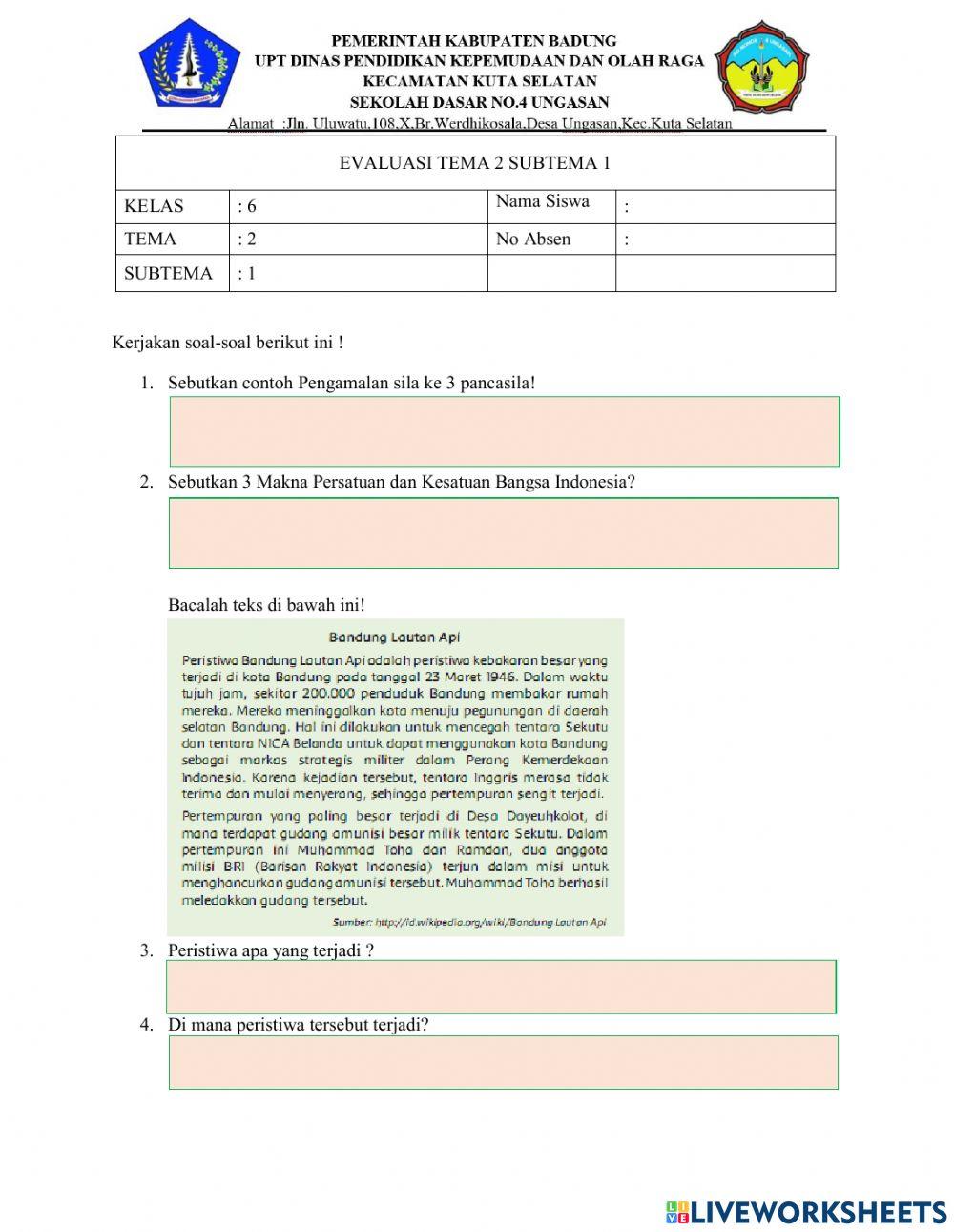 Evaluasi Tema 2 Subtema 1